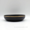 Design unico design stoviglie in ceramica nera con bordo glassa